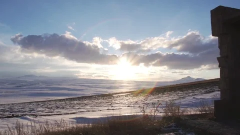 Sunset in Winter Stock Footage 74570256