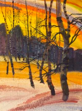 Sunset in winter Stock Illustration