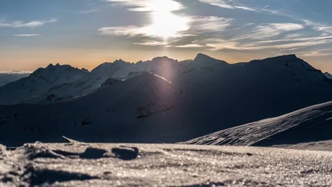Sunset Winter La Siala Motion Mountains Timelapse 4k Video stock 119928790