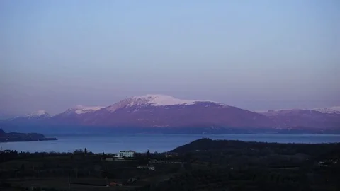 Sunset  in winter on the Lake Garda Stock Footage 84026681