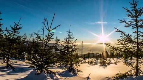 Sunset Winter Landscape Motion Controlled Timelapse 4k Stock Footage 71989515