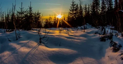 Sunset Winter Motionlapse 4k Stock Footage 61814578