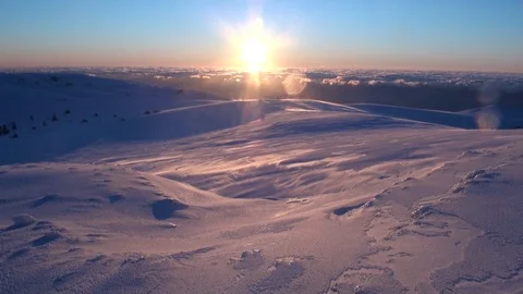 The sunset in the winter mountains. Blizzard Stock Footage 88400422