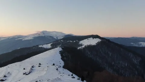 Sunset in the winter mountains. Carpathians Ukraine. Petros, Sheshul. Stock Footage 169396853