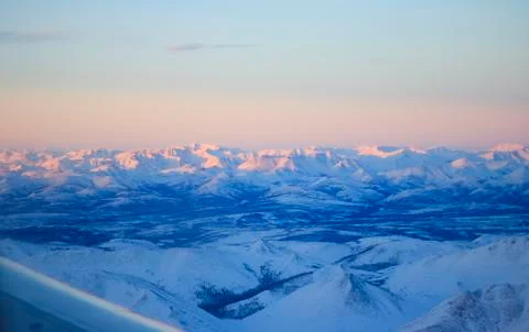 Sunset winter mountains Stock Photos