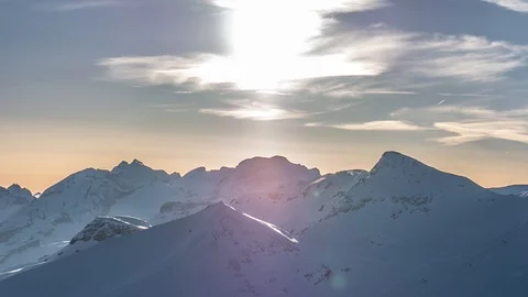 Sunset Winter Mountains Zoom La Siala Timelapse 4k Stock Footage 119927760