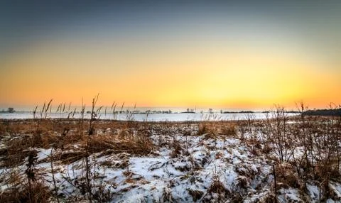 Sunset in the winter Stock Photos