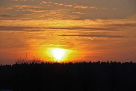 Sunset in the winter Stock Photos