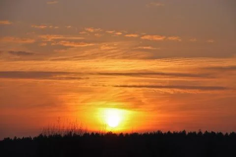 Sunset in the winter Stock Photos