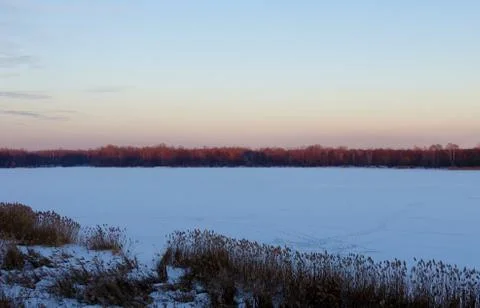 Sunset in winter 库存照片