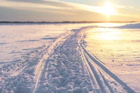 Sunset in winter. Stock Photos