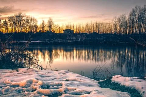 Sunset in winter Foto stock