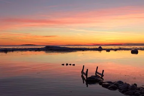 Sunset in winter. Stock-Fotos