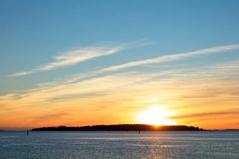Sunset in winter. Stock Photos
