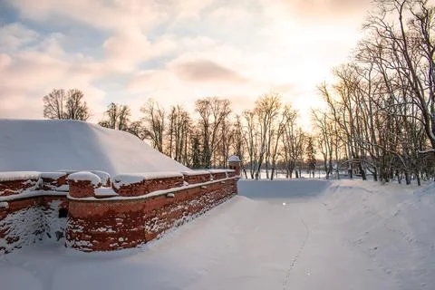 Sunset in winter 스톡 사진