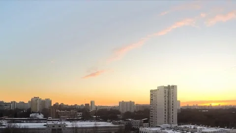 Sunset in winter sky in city timelapse Stock Footage 79813820