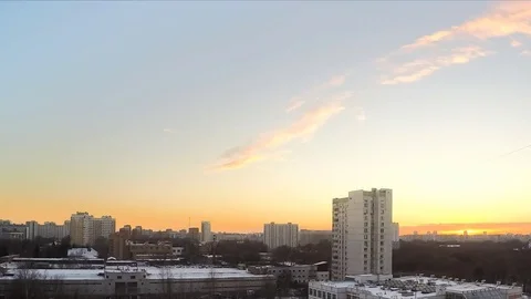 Sunset in winter in town timelapse Stock Footage 79815089