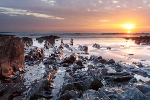 Sunset woolacombe   north  devon coast Stock Photos