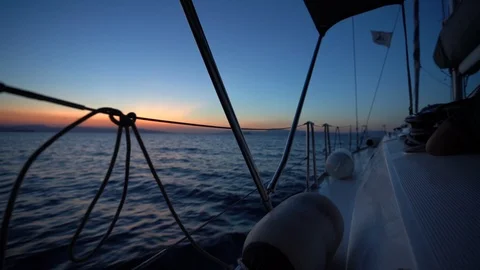 Sunset on a yacht. Greece 2 Stock Footage