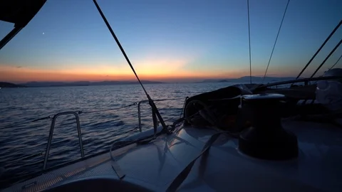 Sunset on a yacht. Greece Stock Footage 128237626