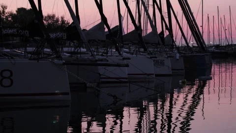 Sunset in the yacht marina Stock Footage 256314910