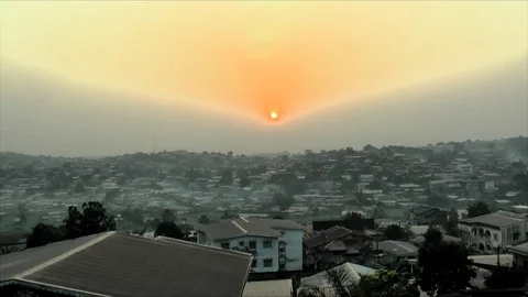 Sunset on Yaoundé hills Stock Footage 80854889