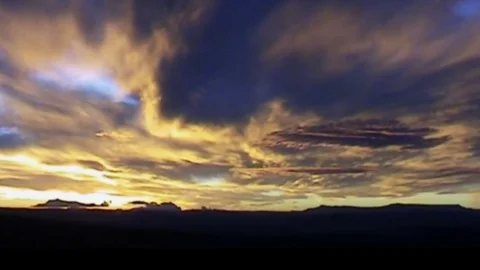 Sunset with yellow clouds in Africa Stock Footage 82772395