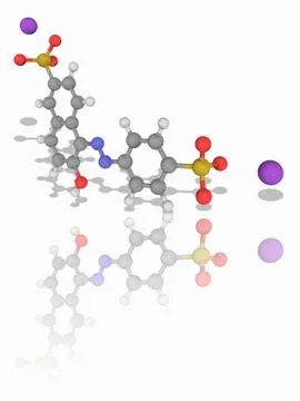 Sunset yellow FCF molecule Stock Illustration