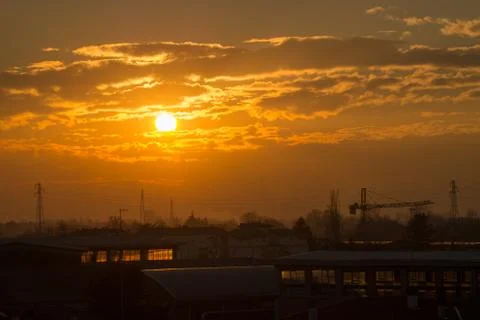Sunset yellow at Parma Stock Photos