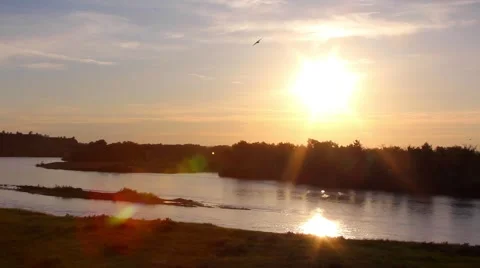 Sunset on the Yellowstone River Video stock 66636875