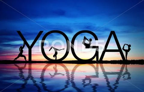 Sunset yoga Stock Illustration