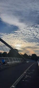 Sunset on York’s Millennium Bridge Foto stock