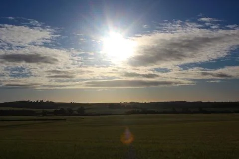Sunset Yorkshire Fields Stock Photos