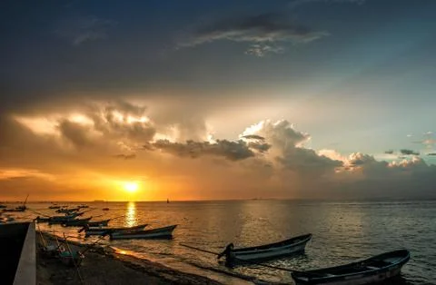 Sunset at a yucatan peninsula beach Stock Photos