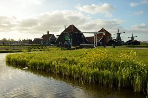 Sunset in Zaanse schans Foto stock