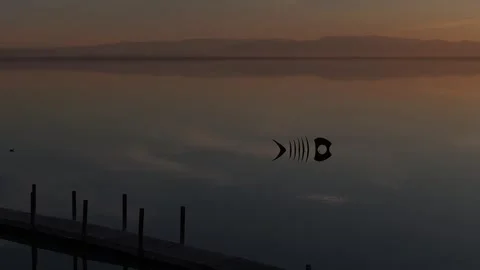 Sunset Zoom Out of Bombay Beach Dock in the Salton Sea Califonia Stock Footage 336815984