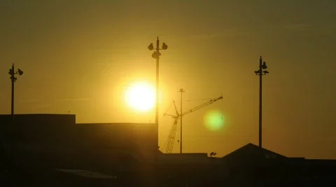 SunsetCrane HD1080 1 Stock Footage 308223