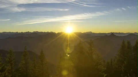 Sunsete over alps panorama mountains Video stock 145544606