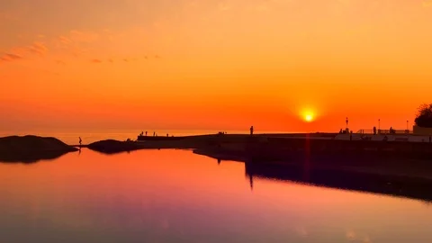SunsetFiery sunset over a beautiful calm sea Video stock 118217160