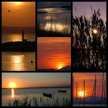 Sunsets mosaic Stock Photos