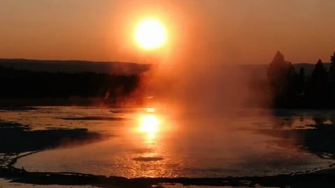 Sunsets at Yellowstone Stock Footage 93419232
