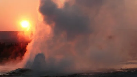 Sunsets at Yellowstone Stock Footage 93419342