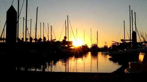 Sunsetting at Yacht Harbor Stock Footage 82809377