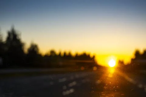 Sunset,United States,Sun setting over Highway 101 in Sequim, Washington Stock Photos
