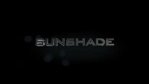 Sunshade 3D title metal text on black alpha channel background Stock Footage 256976241
