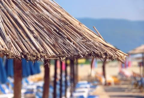Sunshade on a beach Stock Photos