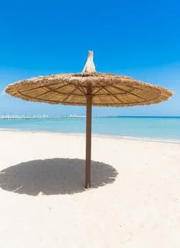 Sunshade umbrellas on the beach Stock Photos