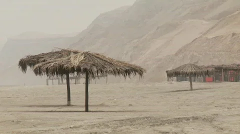 Sunshades At Beach Stock Footage 658122