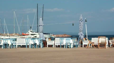 SUNSHADES AT THE DOCK Stock Footage 11498622
