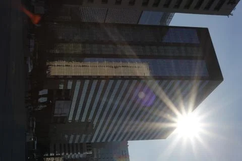 Sunshine behind highrise building  in Seoul Stock Photos